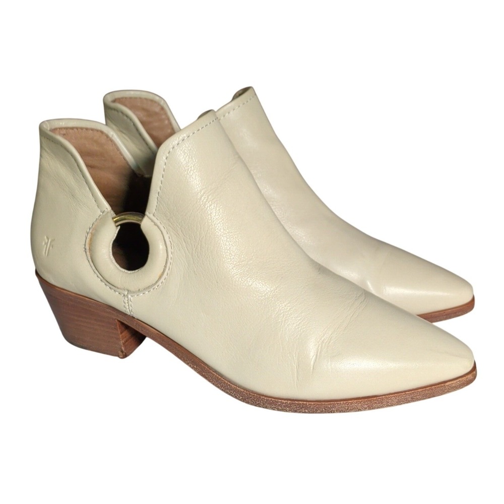 Frye Ankle Boots Womens Size 8M Out Ankle Bootie Taupe Poined Toe Bohemian Boho